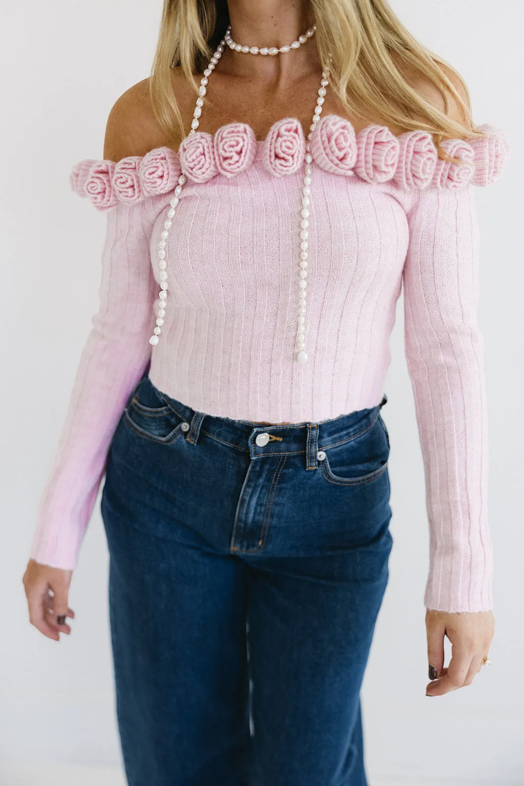 Posie Rosette Sweater - Pink