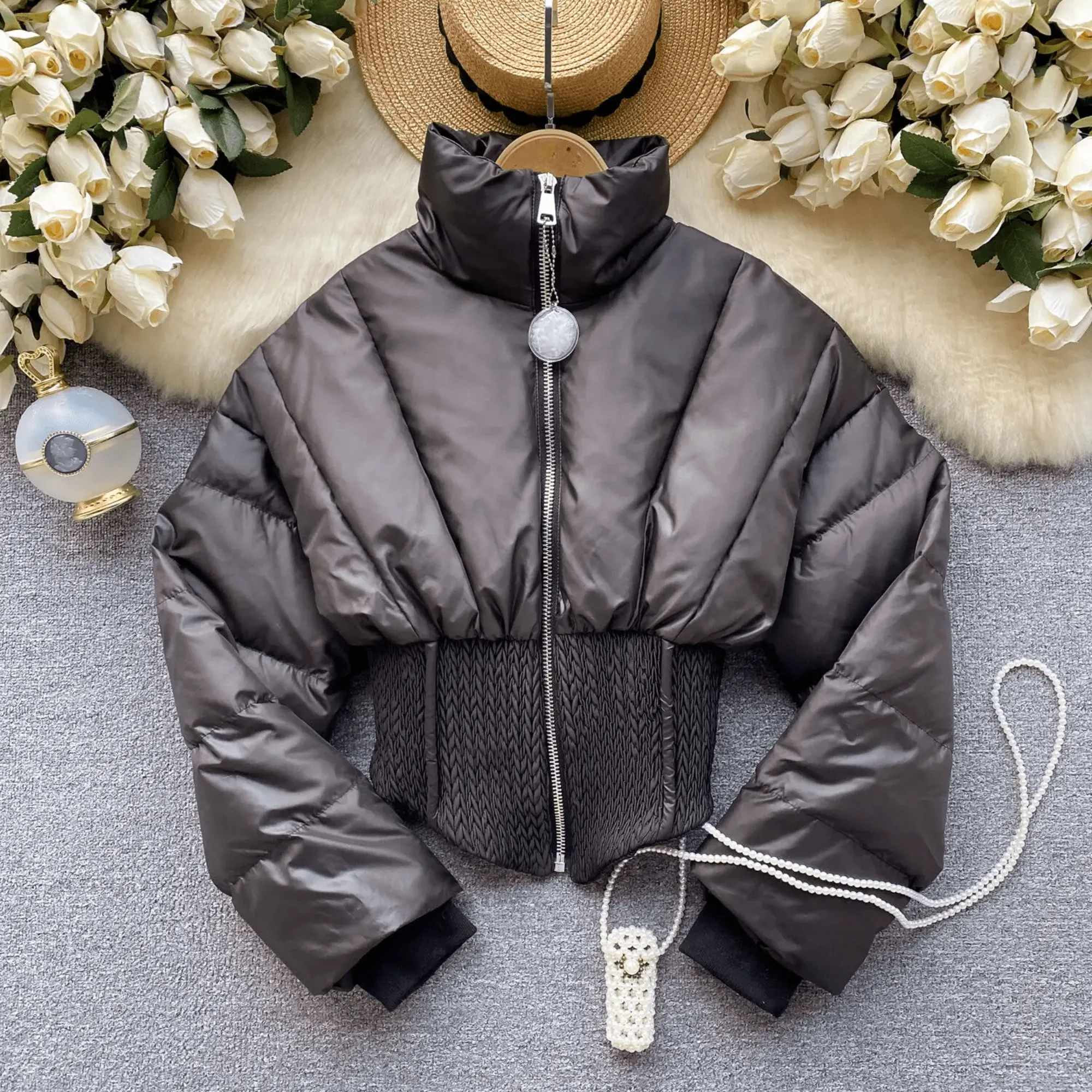 Pre Order:  Contoured Waist Padded Short Jacket