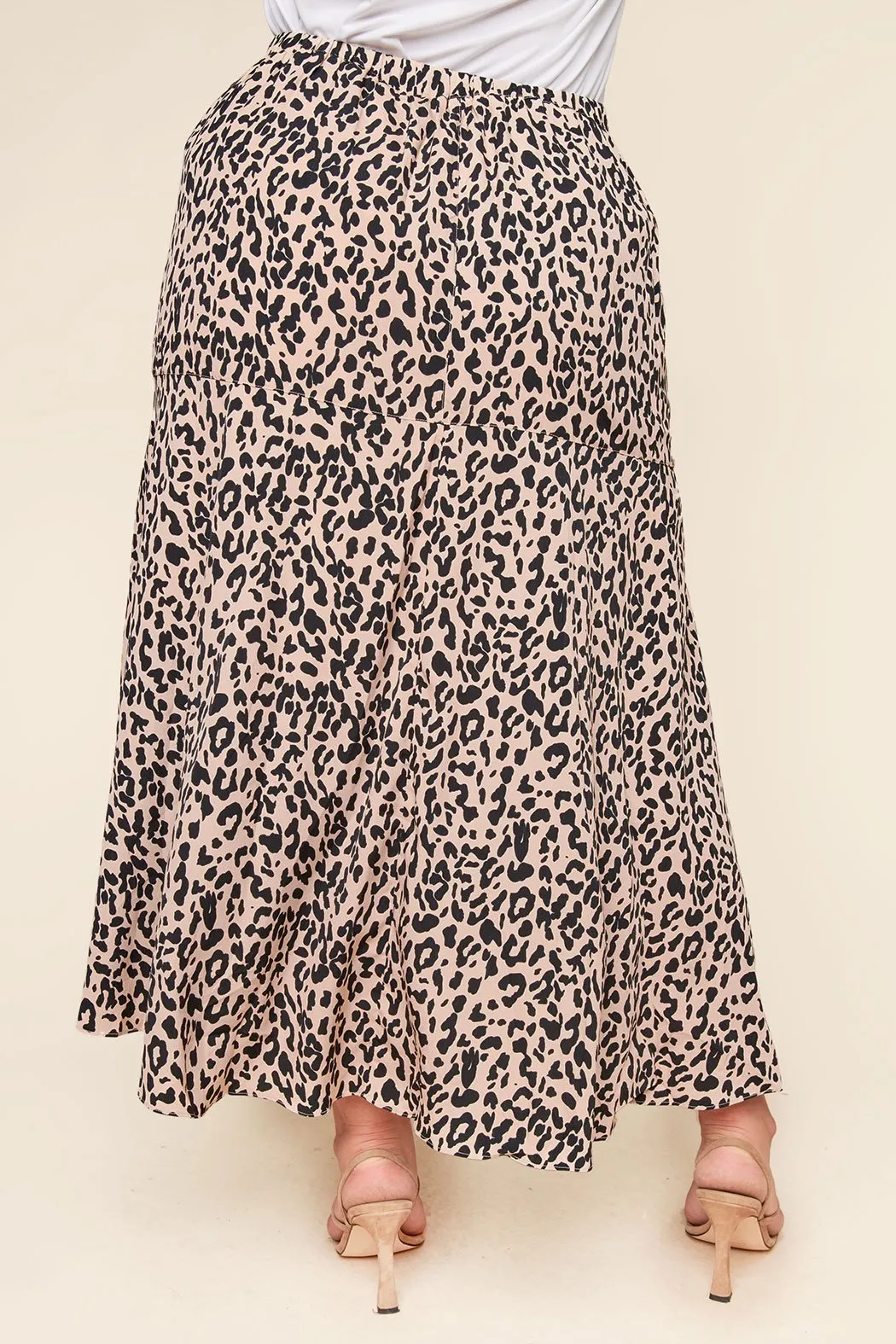 Saturated Love High-Low Leopard Print Midi Skirt Curve