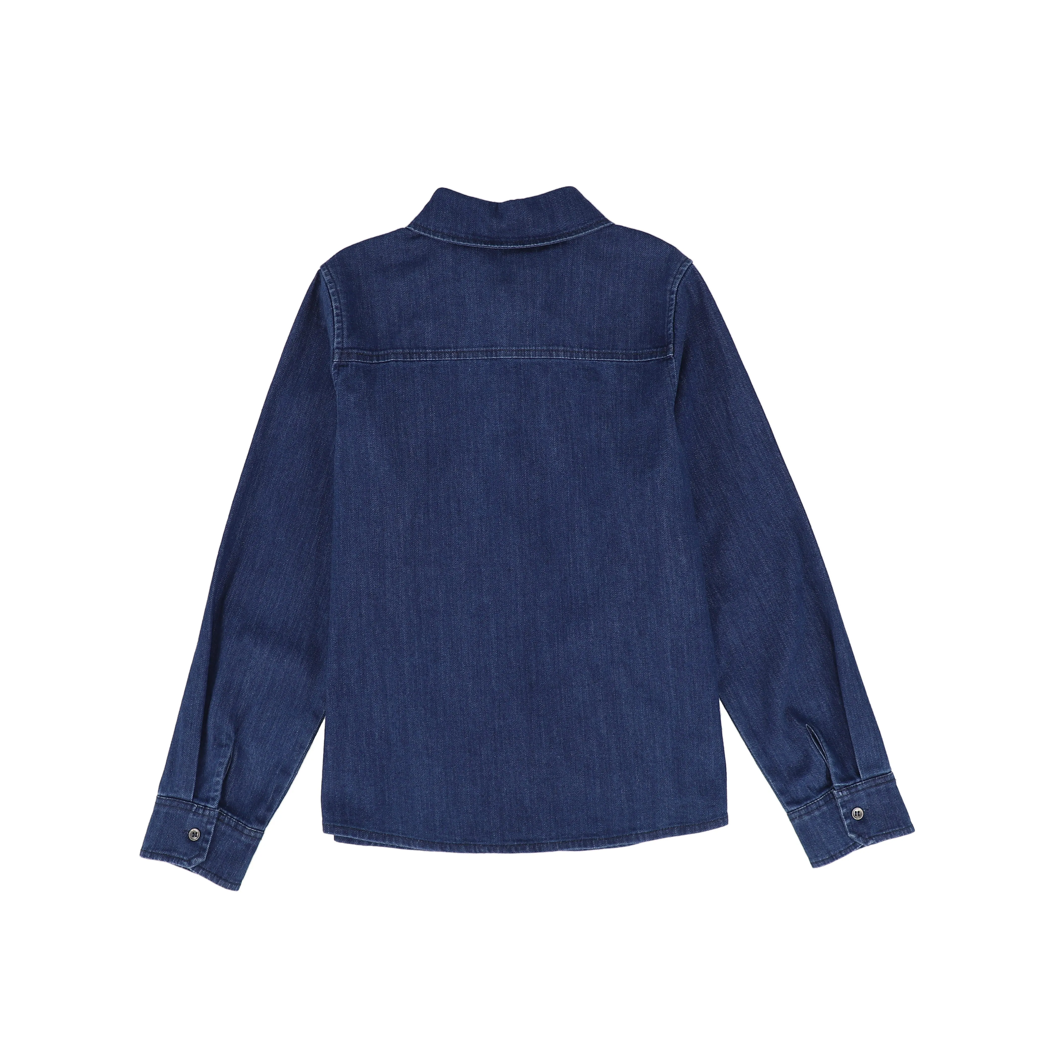 set outfit button down shirt and fringed midi skirt - denim