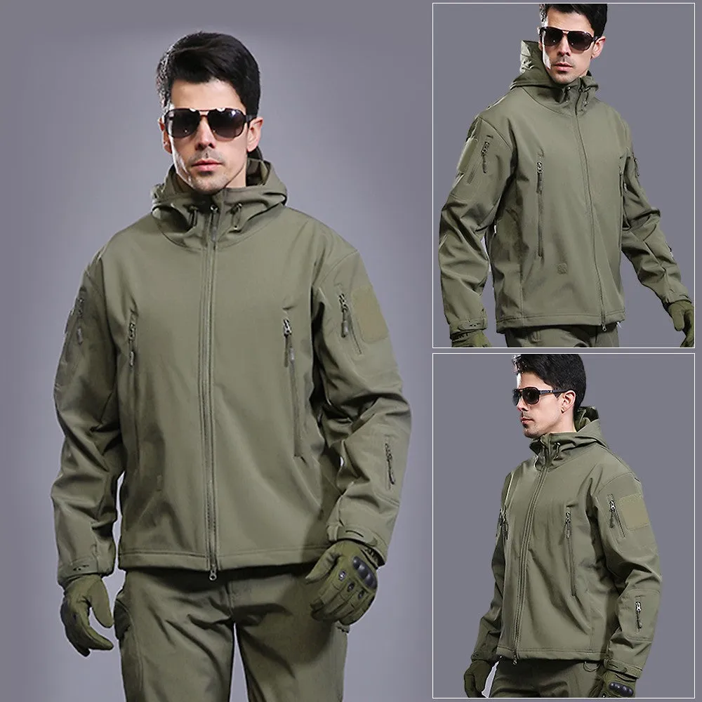 Sidiou Group Men Windproof Fleece Jacket Winter Warm Coat Outdoor Sport Hooded Ski Jacket Coat