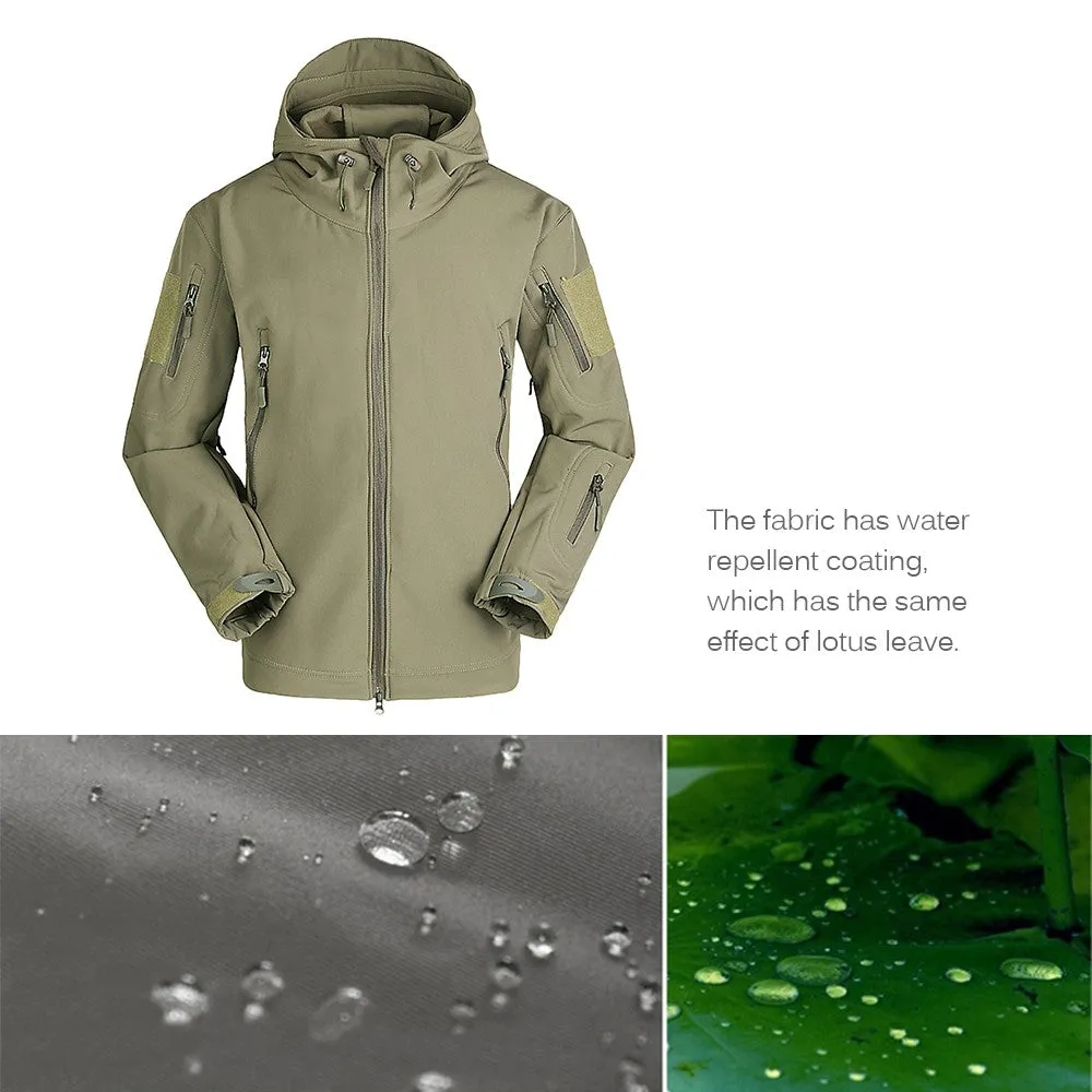 Sidiou Group Men Windproof Fleece Jacket Winter Warm Coat Outdoor Sport Hooded Ski Jacket Coat