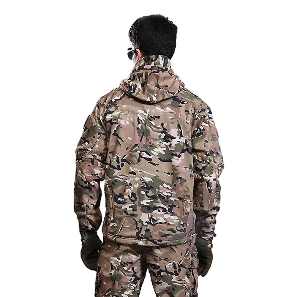 Sidiou Group Men Windproof Fleece Jacket Winter Warm Coat Outdoor Sport Hooded Ski Jacket Coat