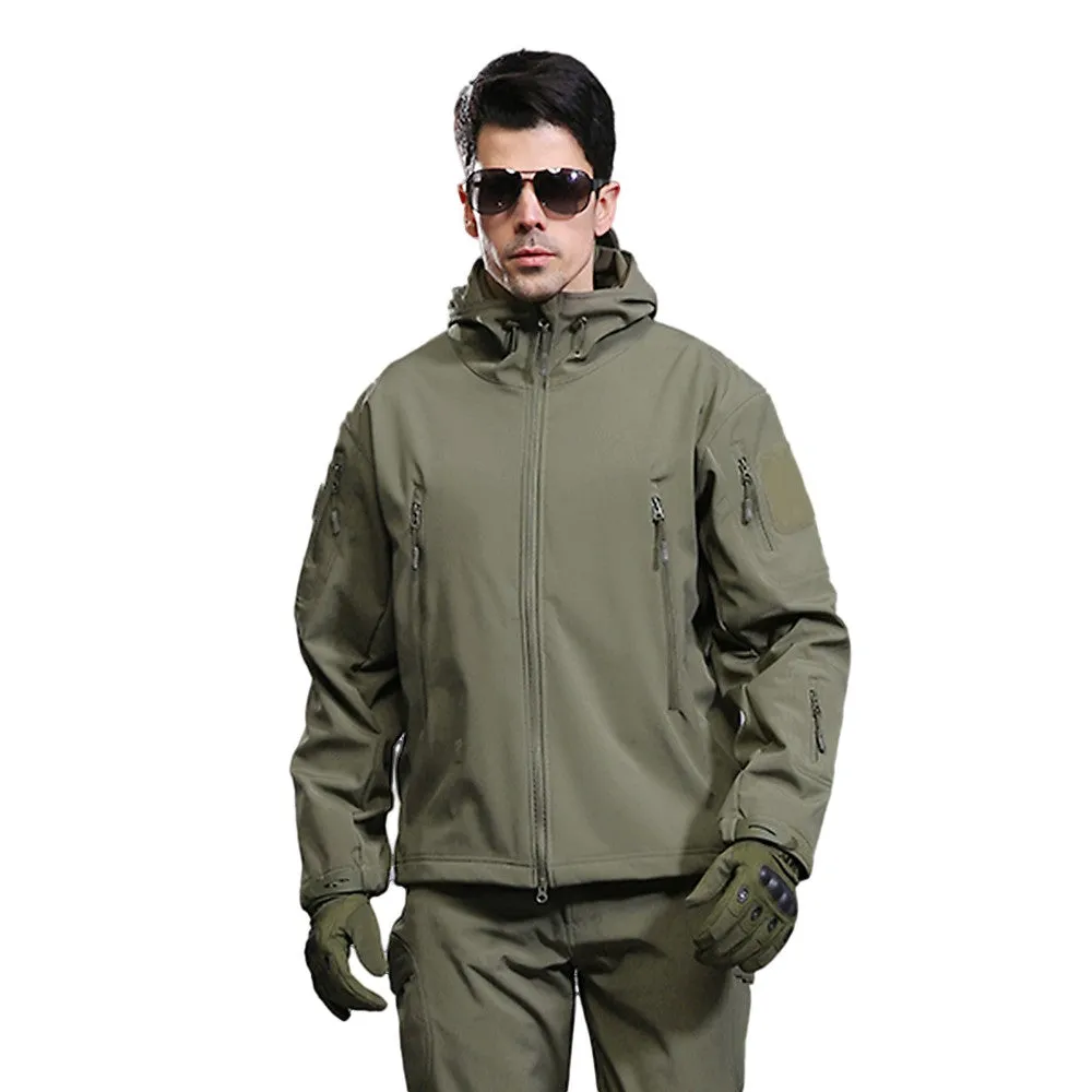 Sidiou Group Men Windproof Fleece Jacket Winter Warm Coat Outdoor Sport Hooded Ski Jacket Coat