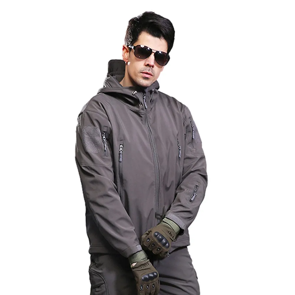 Sidiou Group Men Windproof Fleece Jacket Winter Warm Coat Outdoor Sport Hooded Ski Jacket Coat