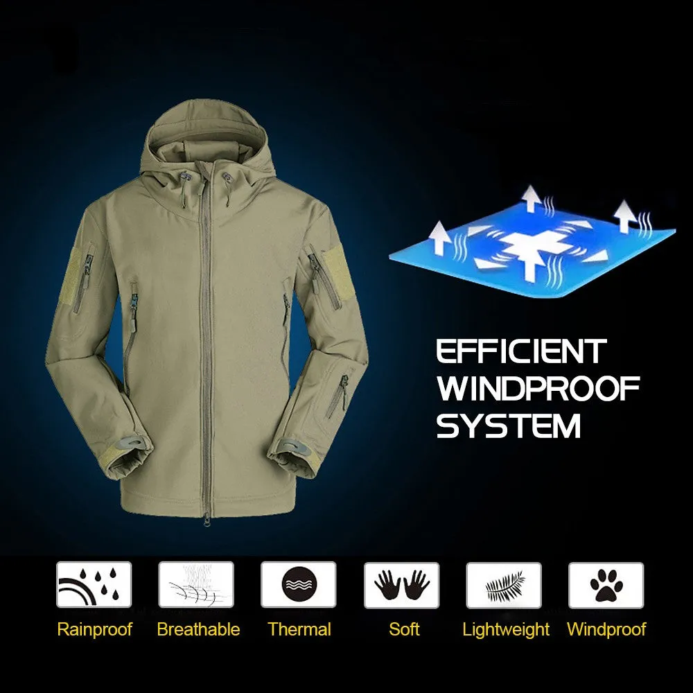 Sidiou Group Men Windproof Fleece Jacket Winter Warm Coat Outdoor Sport Hooded Ski Jacket Coat