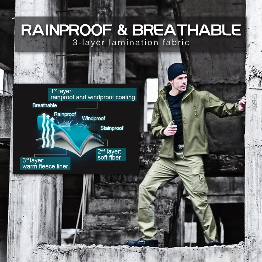 Sidiou Group Men Windproof Fleece Jacket Winter Warm Coat Outdoor Sport Hooded Ski Jacket Coat