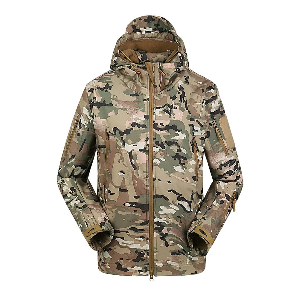 Sidiou Group Men Windproof Fleece Jacket Winter Warm Coat Outdoor Sport Hooded Ski Jacket Coat
