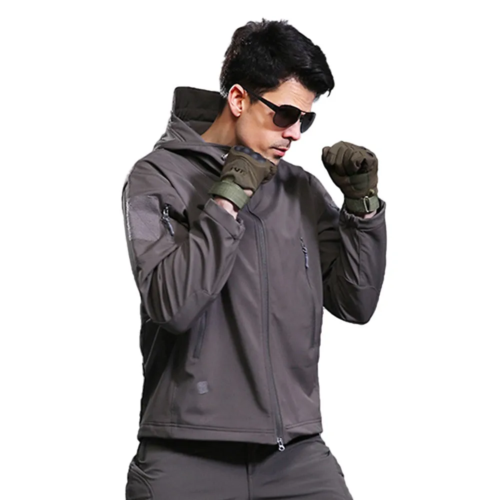 Sidiou Group Men Windproof Fleece Jacket Winter Warm Coat Outdoor Sport Hooded Ski Jacket Coat
