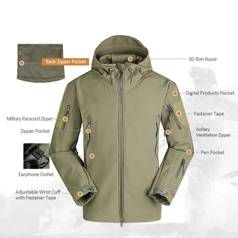 Sidiou Group Men Windproof Fleece Jacket Winter Warm Coat Outdoor Sport Hooded Ski Jacket Coat