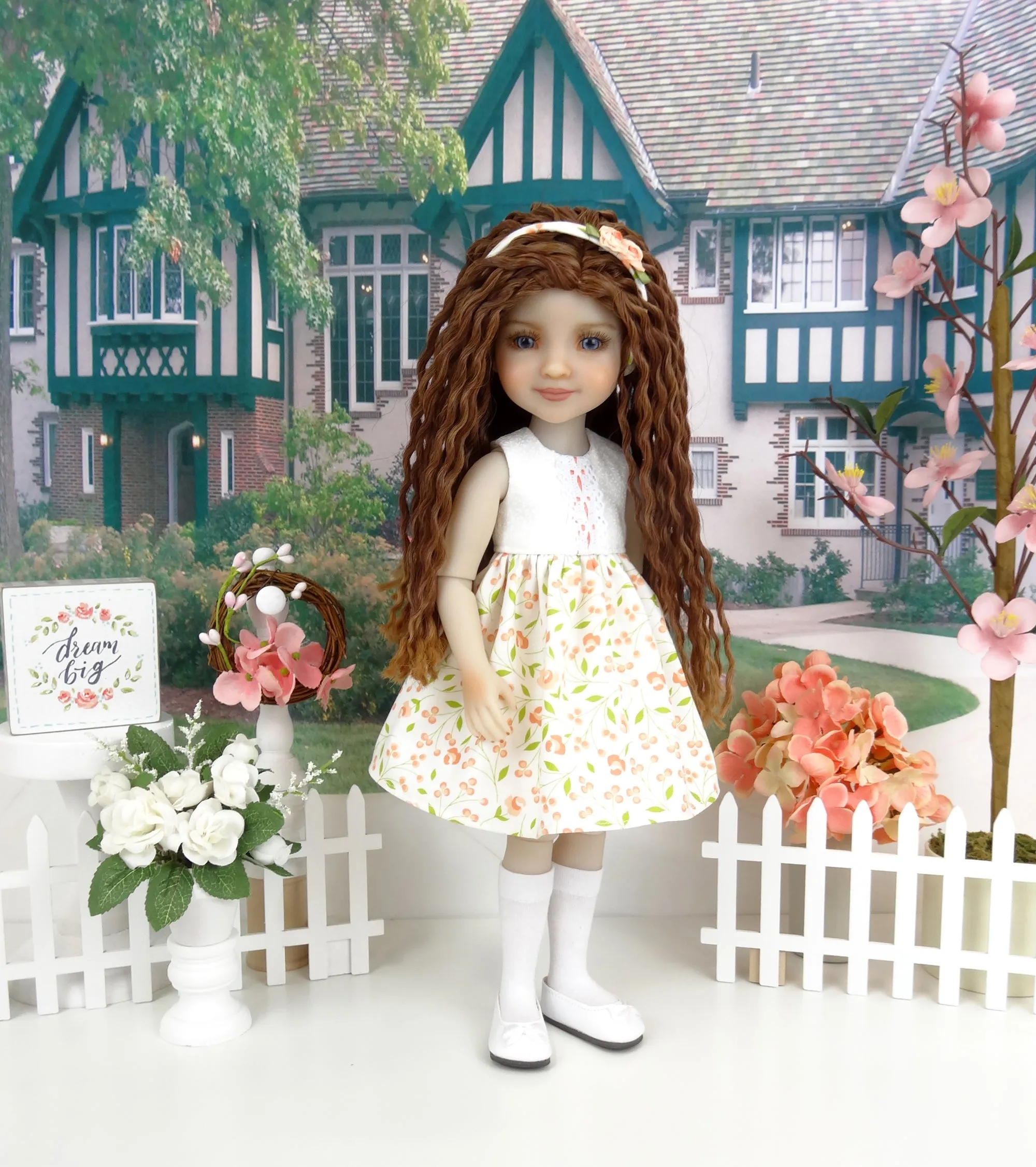 Springtime Peach - dress and sweater with shoes for Ruby Red Fashion Friends doll