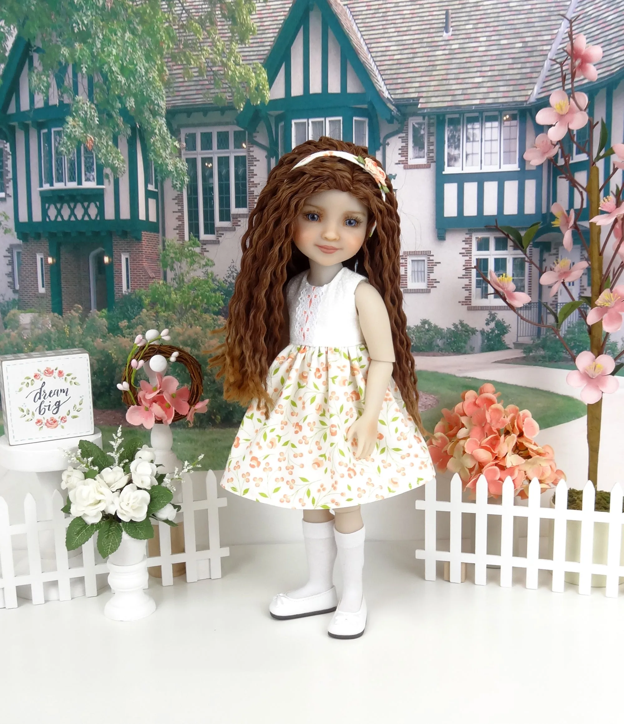 Springtime Peach - dress and sweater with shoes for Ruby Red Fashion Friends doll