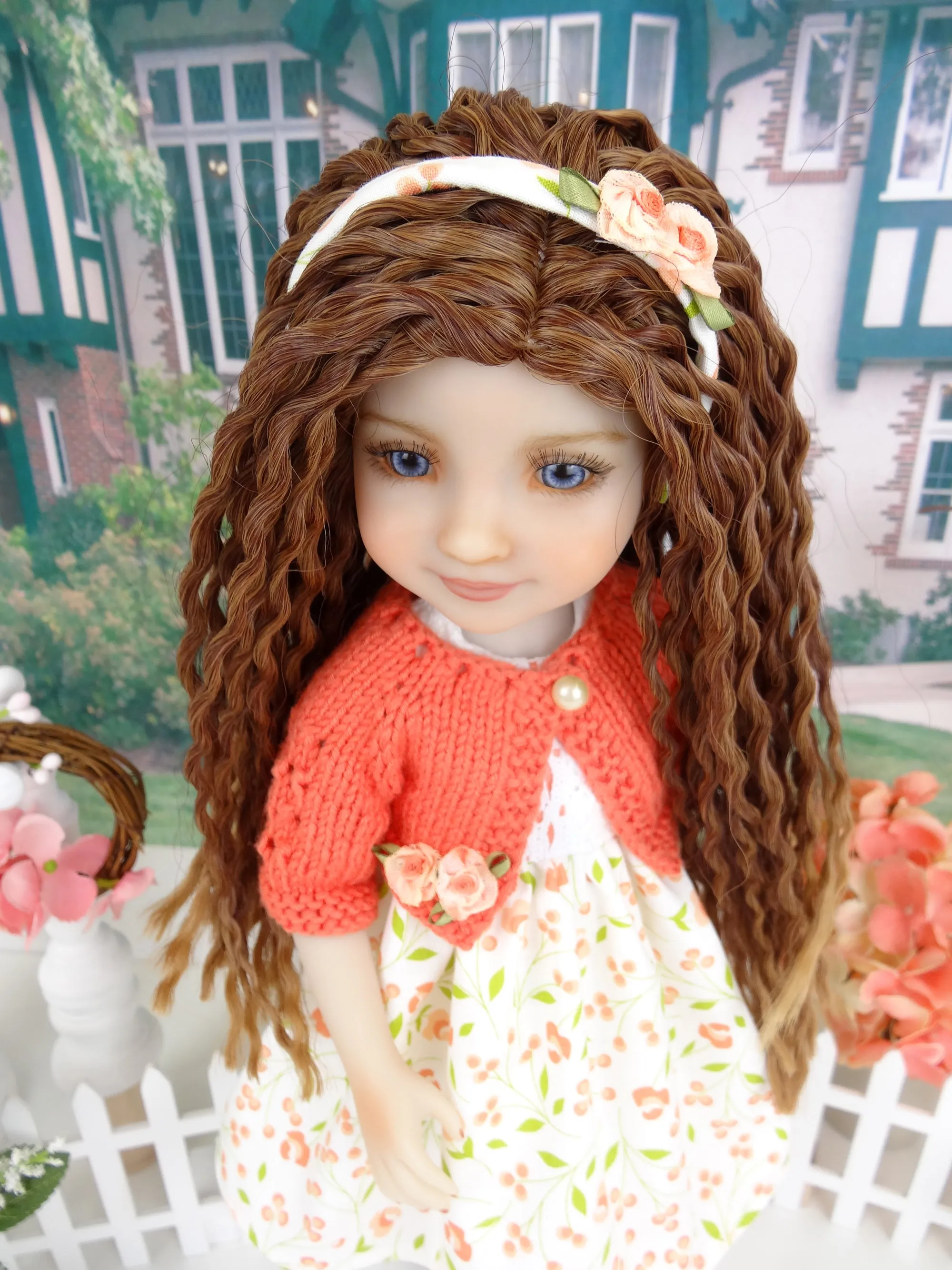 Springtime Peach - dress and sweater with shoes for Ruby Red Fashion Friends doll