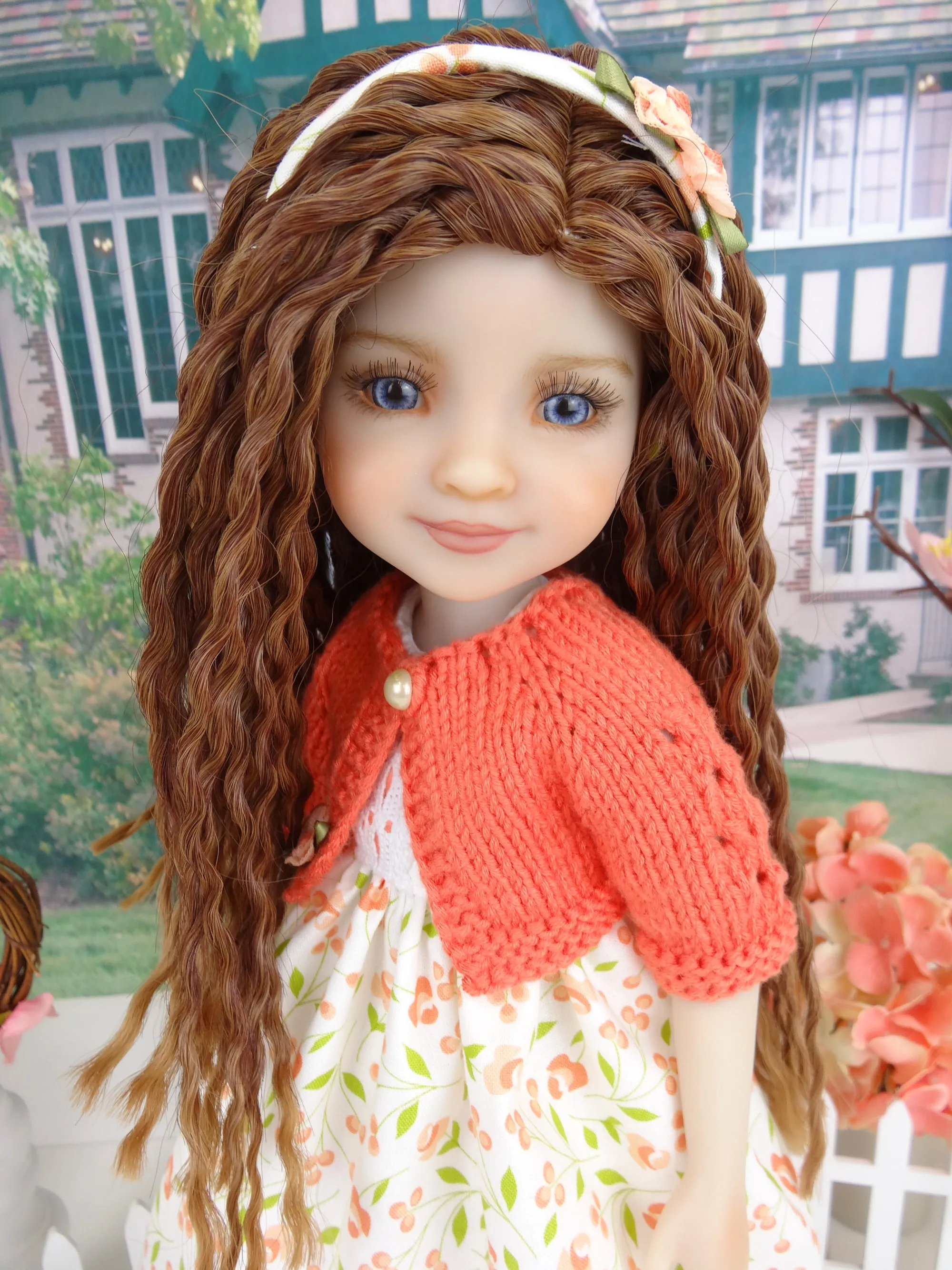 Springtime Peach - dress and sweater with shoes for Ruby Red Fashion Friends doll