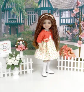 Springtime Peach - dress and sweater with shoes for Ruby Red Fashion Friends doll
