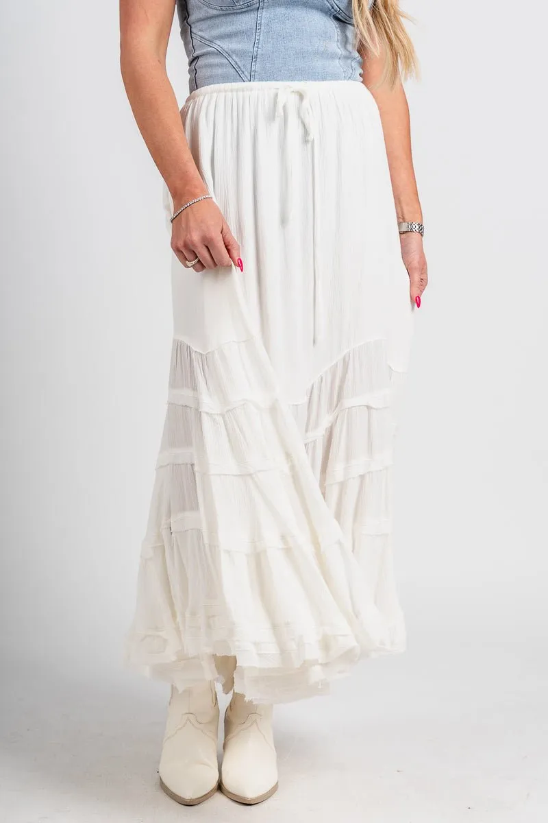Tiered midi skirt white