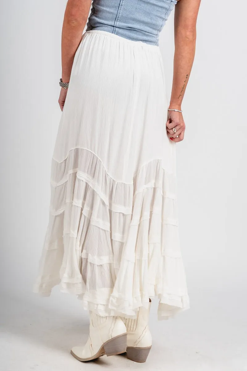 Tiered midi skirt white