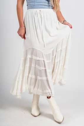 Tiered midi skirt white