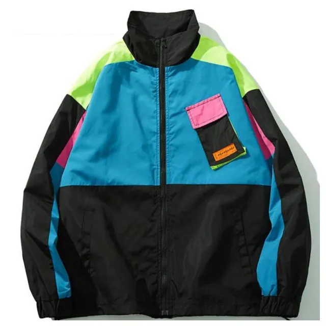 VINTAGE PATCHWORK ZIP UP TRACK WINDBREAKER
