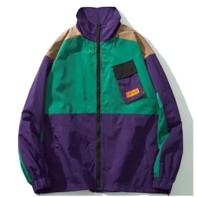 VINTAGE PATCHWORK ZIP UP TRACK WINDBREAKER