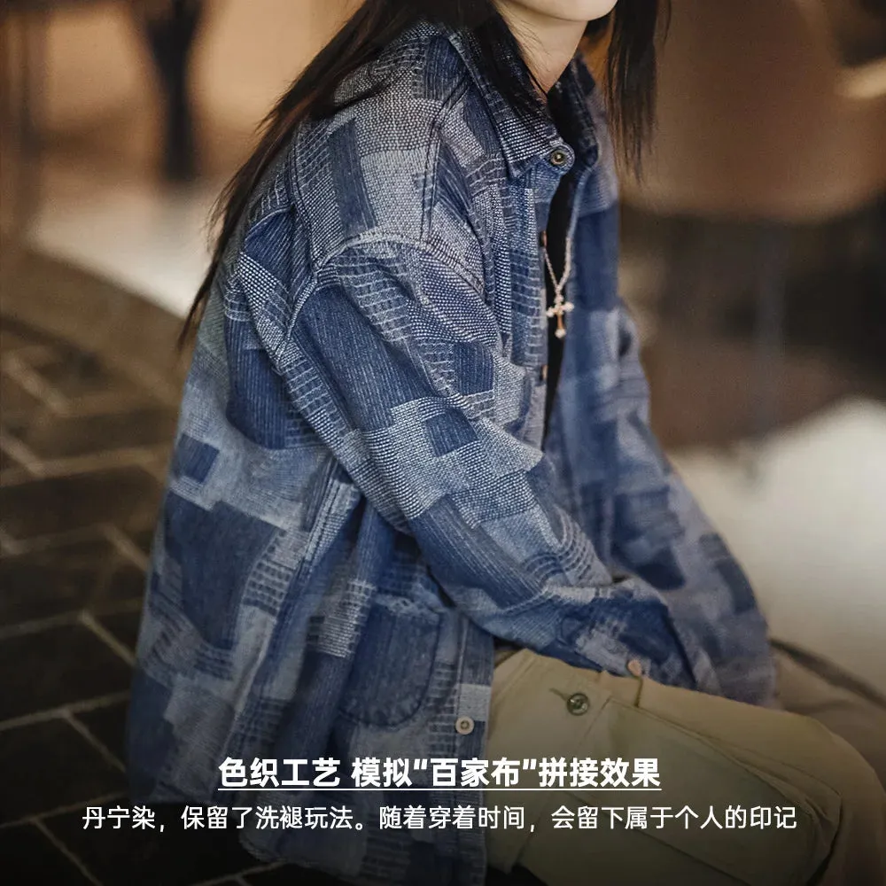 Women's American Retro Boro Style Denim Jacket Spring And Autumn Loose Long-sleeved Shirts And Jeans Jacket for Women