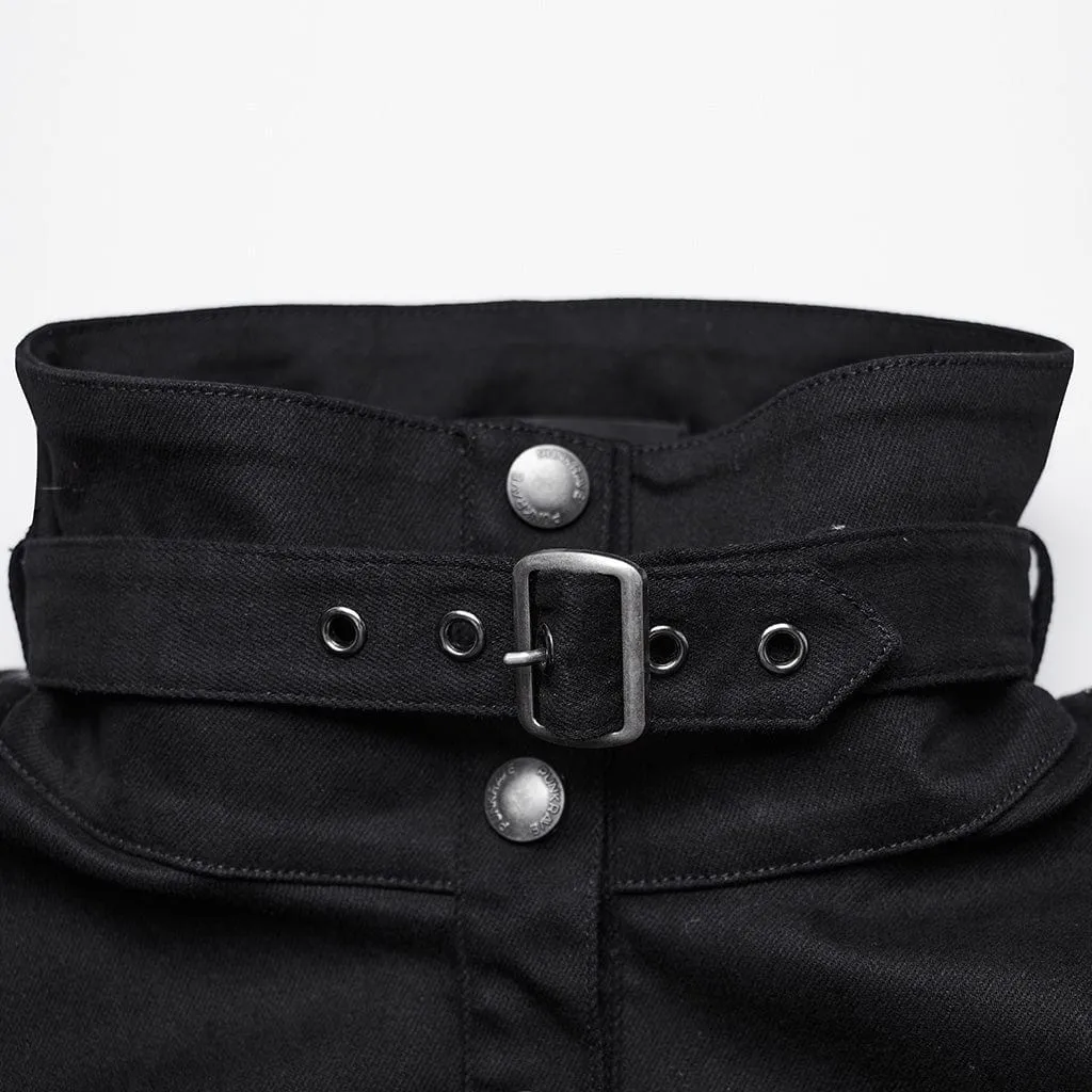Women's Punk Stand Collar Patch Jacket